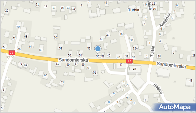 Turbia, Sandomierska, 50, mapa Turbia