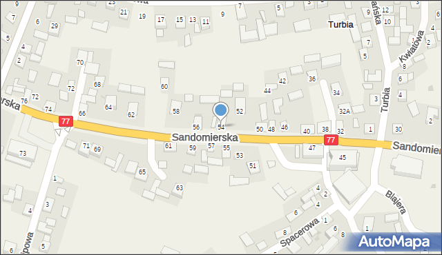 Turbia, Sandomierska, 54, mapa Turbia