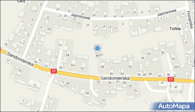 Turbia, Sandomierska, 60, mapa Turbia