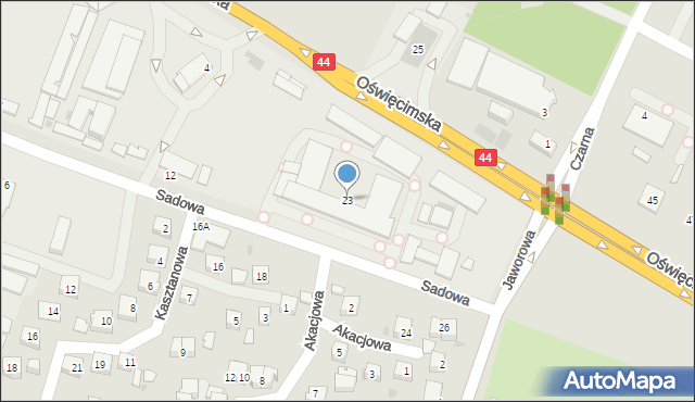 Tychy, Sadowa, 23, mapa Tychów