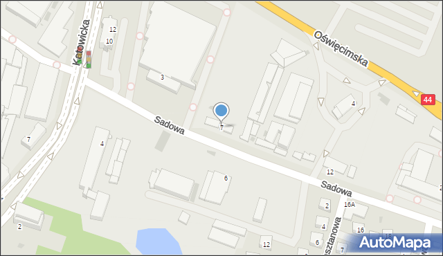 Tychy, Sadowa, 7, mapa Tychów