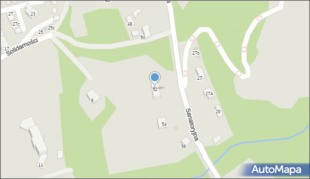 Ustroń, Sanatoryjna, 52, mapa Ustroń