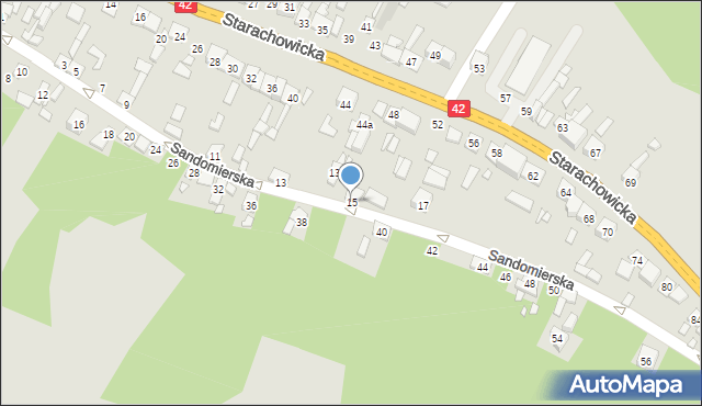 Wąchock, Sandomierska, 15, mapa Wąchock