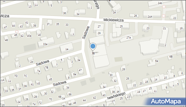 Wadowice, Sadowa, 3B, mapa Wadowice