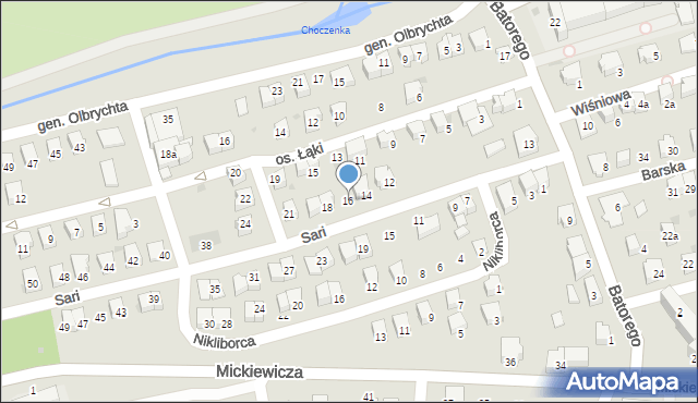 Wadowice, Sari Ady, 16, mapa Wadowice