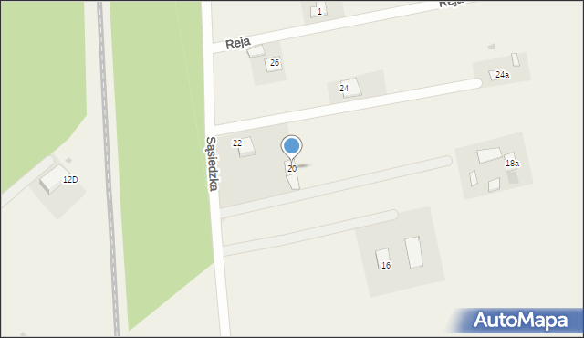 Wałdowo Szlacheckie, Sąsiedzka, 20, mapa Wałdowo Szlacheckie