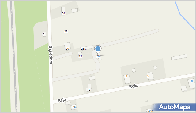 Wałdowo Szlacheckie, Sąsiedzka, 28, mapa Wałdowo Szlacheckie