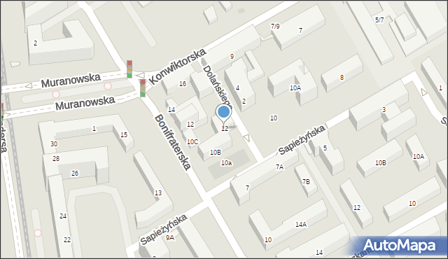 Warszawa, Sapieżyńska, 12, mapa Warszawy