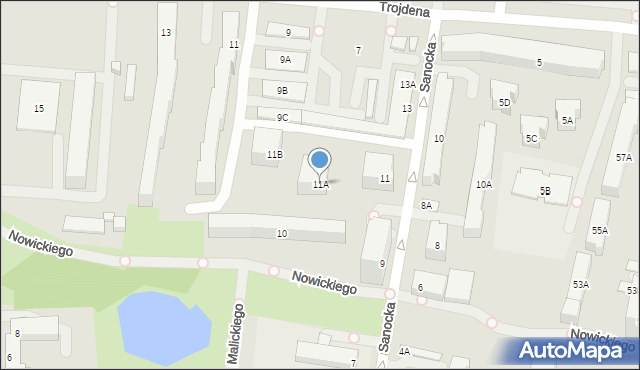 Warszawa, Sanocka, 11A, mapa Warszawy
