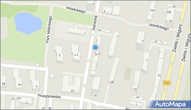 Warszawa, Sanocka, 4, mapa Warszawy