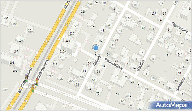 Warszawa, Sabały, 54, mapa Warszawy