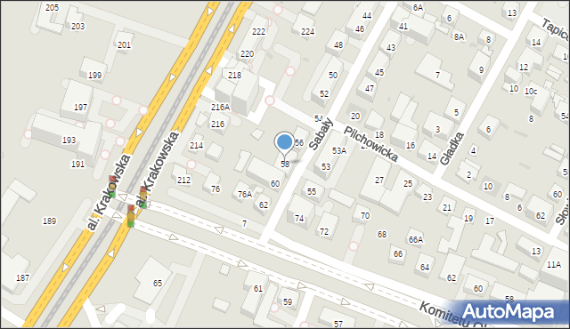 Warszawa, Sabały, 58, mapa Warszawy