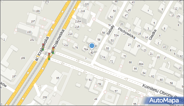 Warszawa, Sabały, 62, mapa Warszawy