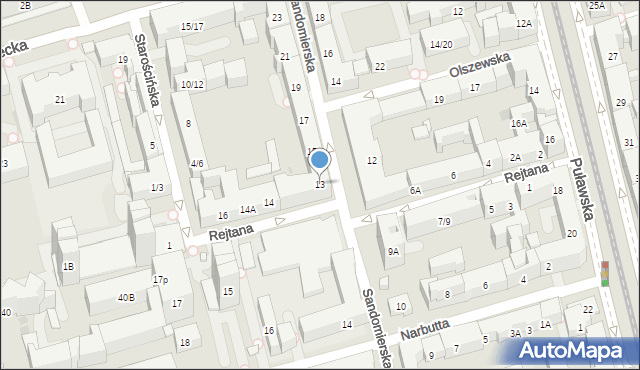 Warszawa, Sandomierska, 13, mapa Warszawy