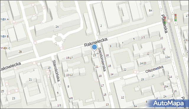 Warszawa, Sandomierska, 23, mapa Warszawy