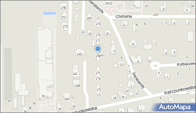 Warszawa, Sarabandy, 17e, mapa Warszawy