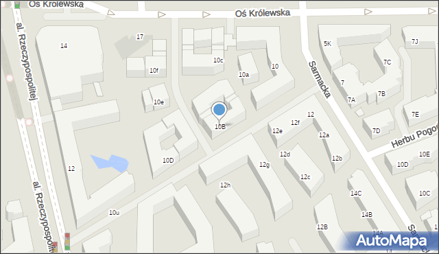 Warszawa, Sarmacka, 10B, mapa Warszawy
