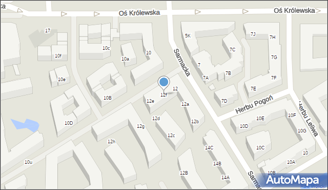 Warszawa, Sarmacka, 12f, mapa Warszawy