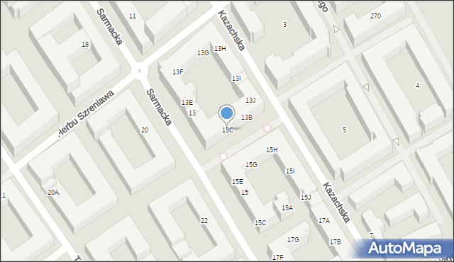 Warszawa, Sarmacka, 13C, mapa Warszawy