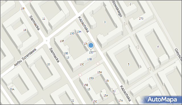 Warszawa, Sarmacka, 13J, mapa Warszawy