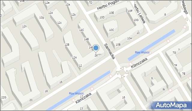 Warszawa, Sarmacka, 14, mapa Warszawy