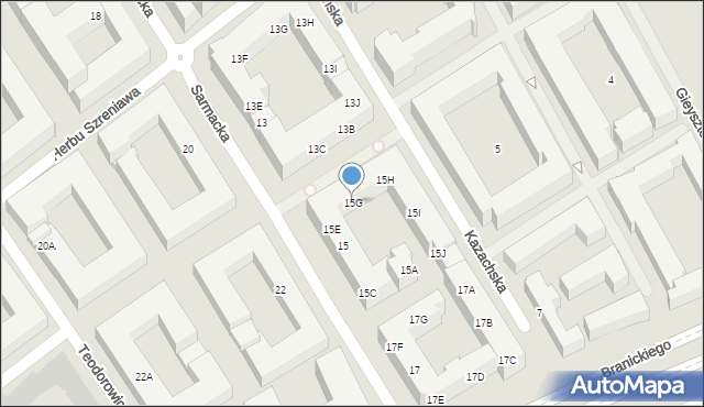 Warszawa, Sarmacka, 15G, mapa Warszawy