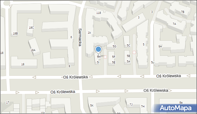 Warszawa, Sarmacka, 5H, mapa Warszawy