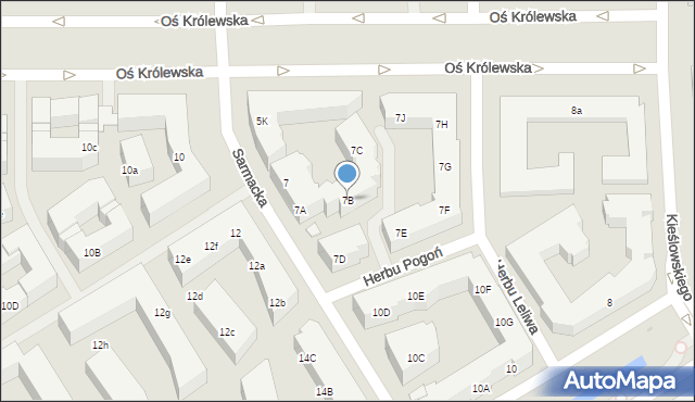 Warszawa, Sarmacka, 7B, mapa Warszawy