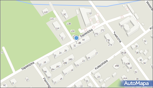 Warszawa, Sąsiedzka, 34, mapa Warszawy