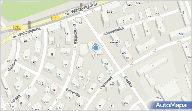 Warszawa, Saska, 111, mapa Warszawy