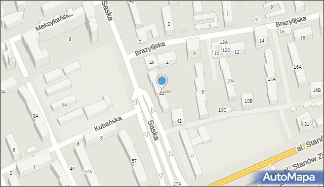 Warszawa, Saska, 44, mapa Warszawy
