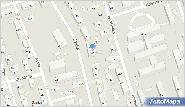 Warszawa, Saska, 60, mapa Warszawy