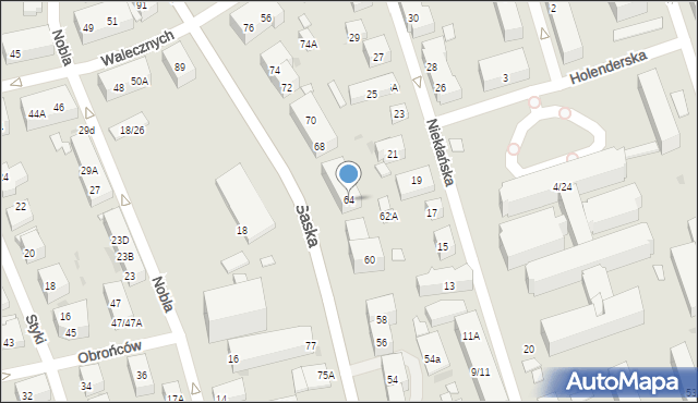 Warszawa, Saska, 64, mapa Warszawy