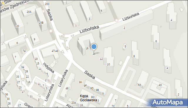 Warszawa, Saska, 14, mapa Warszawy