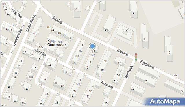 Warszawa, Saska, 5B, mapa Warszawy