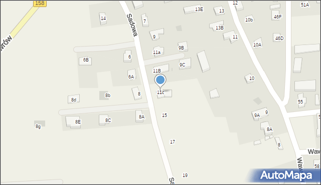 Wawrów, Sadowa, 11c, mapa Wawrów