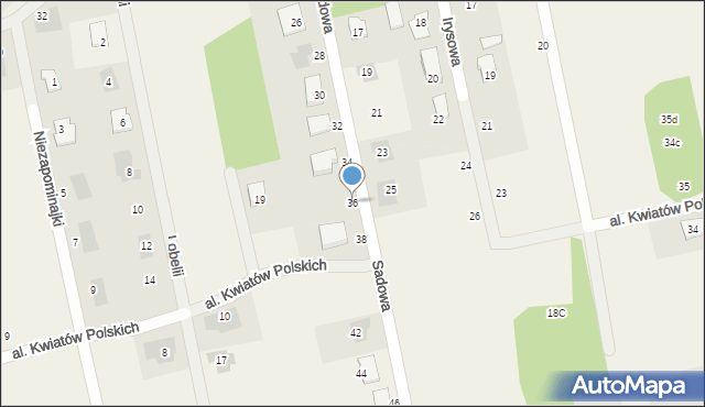 Wiązowna, Sadowa, 36, mapa Wiązowna