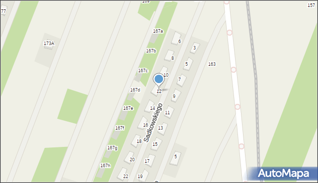 Wieliszew, Sadkowskiego Stanisława Konstantego, kpt., 12, mapa Wieliszew