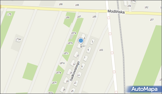 Wieliszew, Sadkowskiego Stanisława Konstantego, kpt., 8, mapa Wieliszew