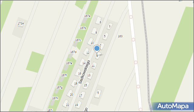 Wieliszew, Sadkowskiego Stanisława Konstantego, kpt., 9, mapa Wieliszew