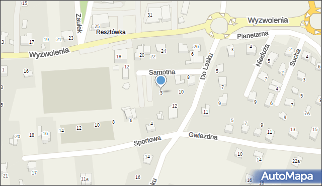 Wilkowice, Samotna, 3, mapa Wilkowice