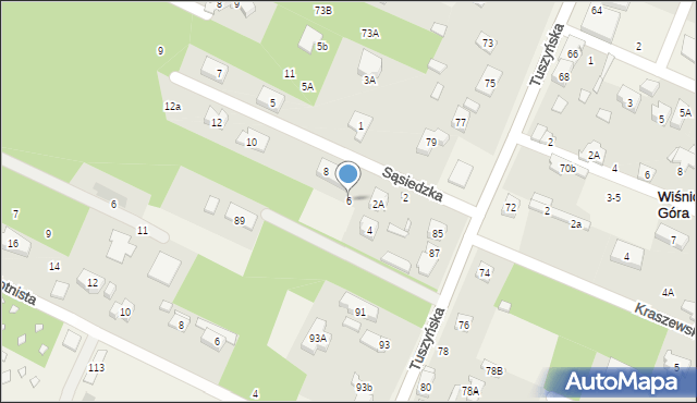 Wiśniowa Góra, Sąsiedzka, 6, mapa Wiśniowa Góra