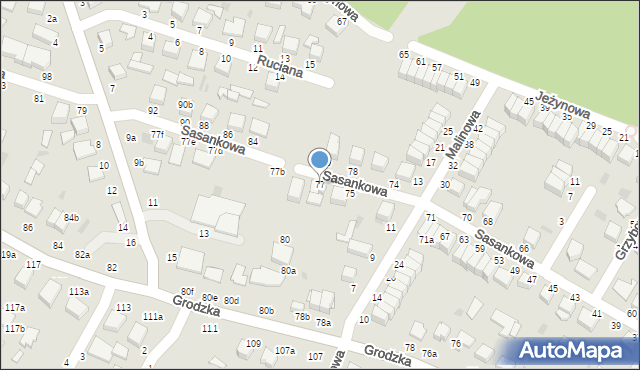 Włocławek, Sasankowa, 77, mapa Włocławka