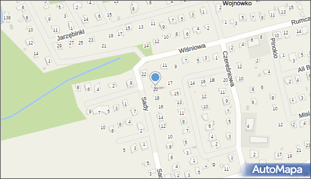 Wojnówko, Sady, 20, mapa Wojnówko