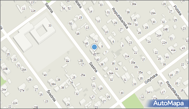 Wołomin, Sasina, 42, mapa Wołomin