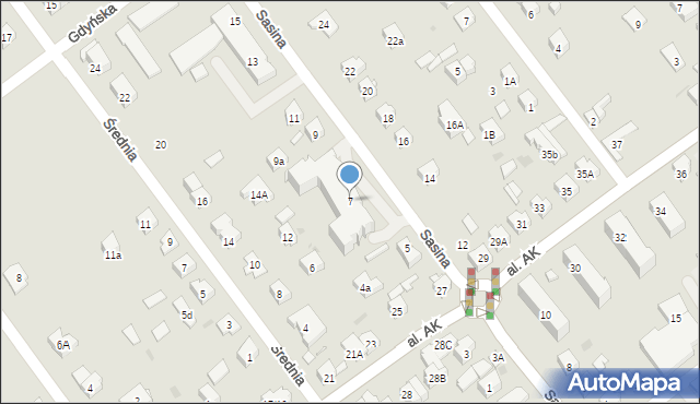 Wołomin, Sasina, 7, mapa Wołomin