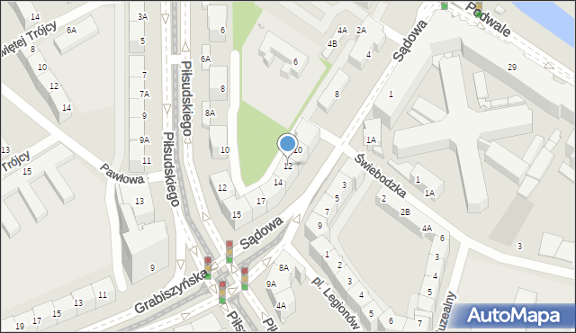 Wrocław, Sądowa, 12, mapa Wrocławia