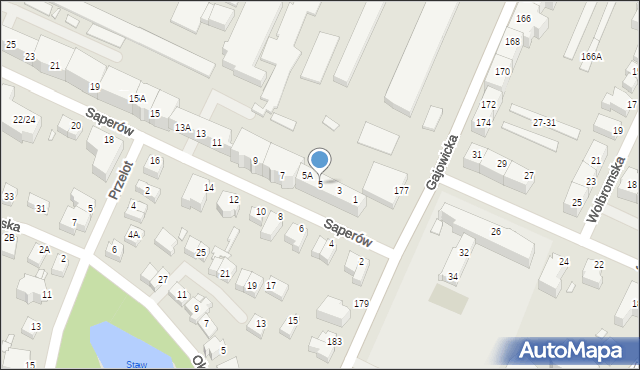 Wrocław, Saperów, 5, mapa Wrocławia