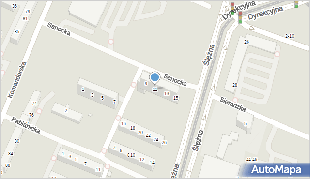 Wrocław, Sanocka, 11, mapa Wrocławia