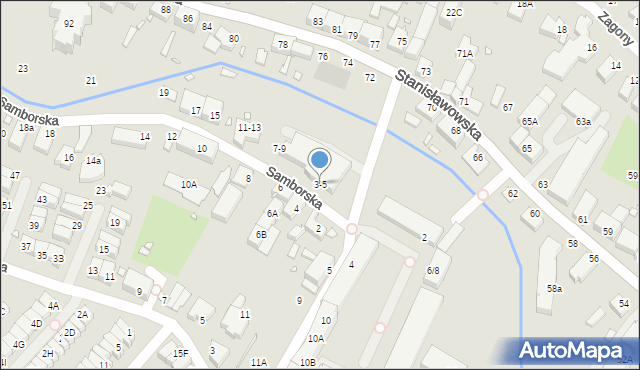 Wrocław, Samborska, 3-5, mapa Wrocławia
